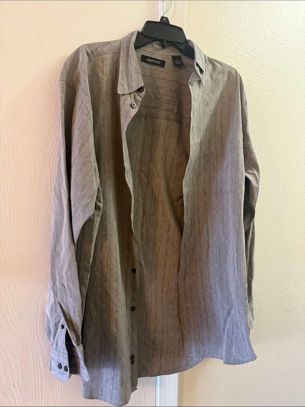 Murano Men's Light Gray Striped Button-Up Shirt